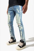 Men's Ripped Spray Paint Skinny Jean - Blue