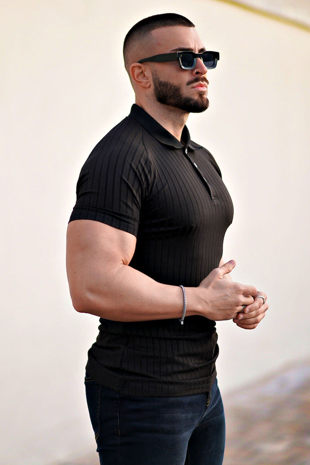 Men's Slim Fit Short Sleeve Polo Shirt - Black
