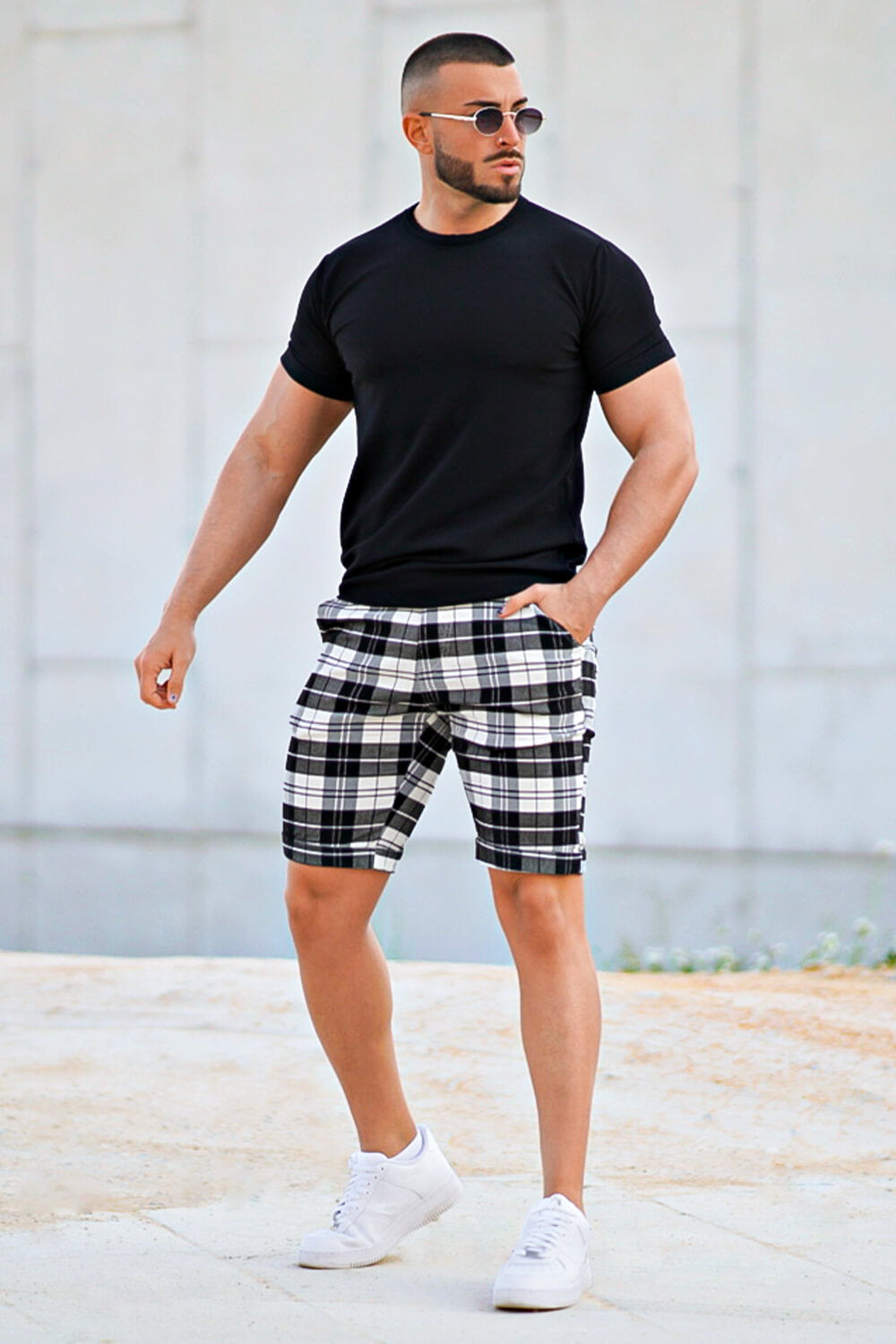 Men's Checkered Short - Black And White