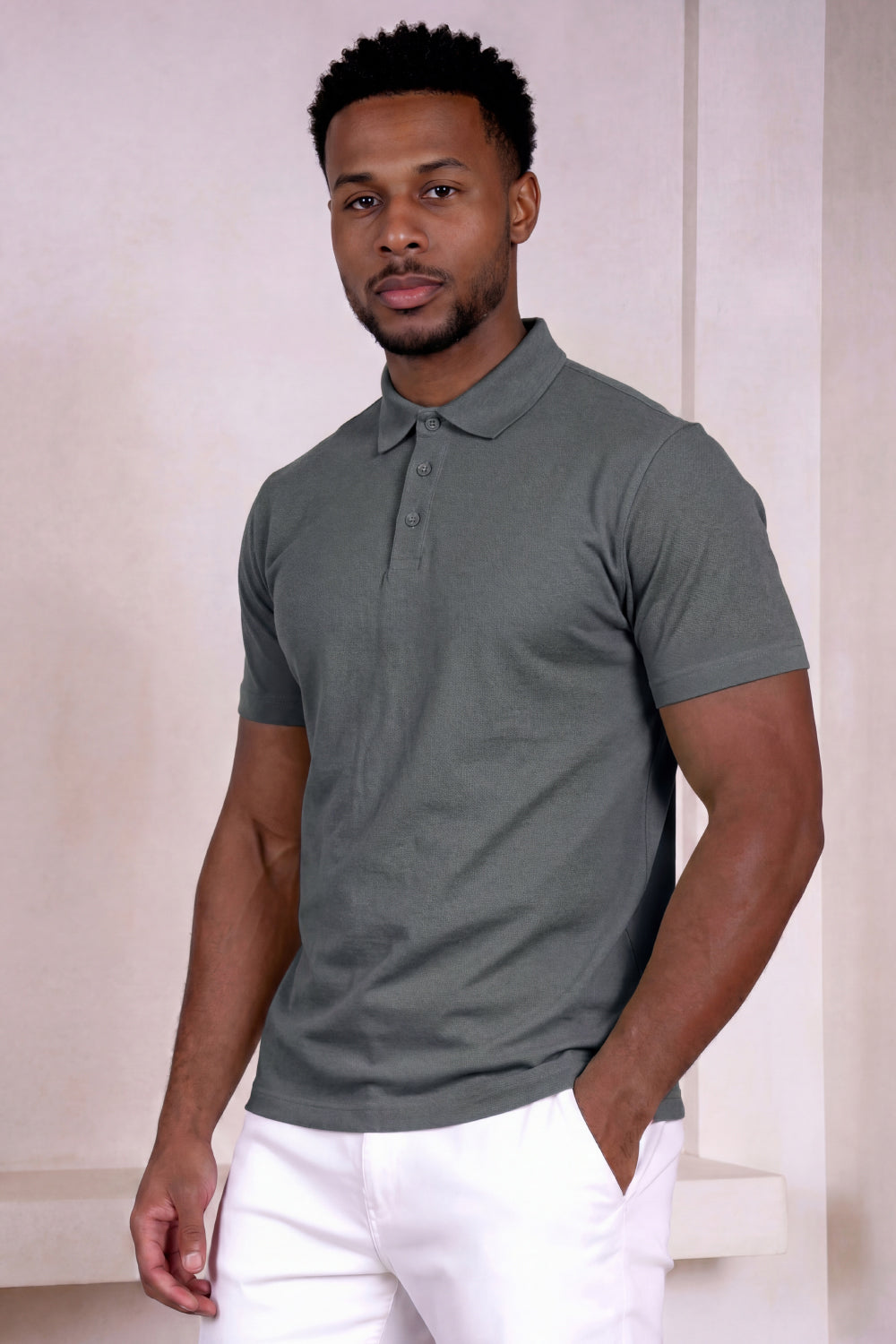 Men's Mercerized Cotton Short-Sleeved Polo Shirt - Grey