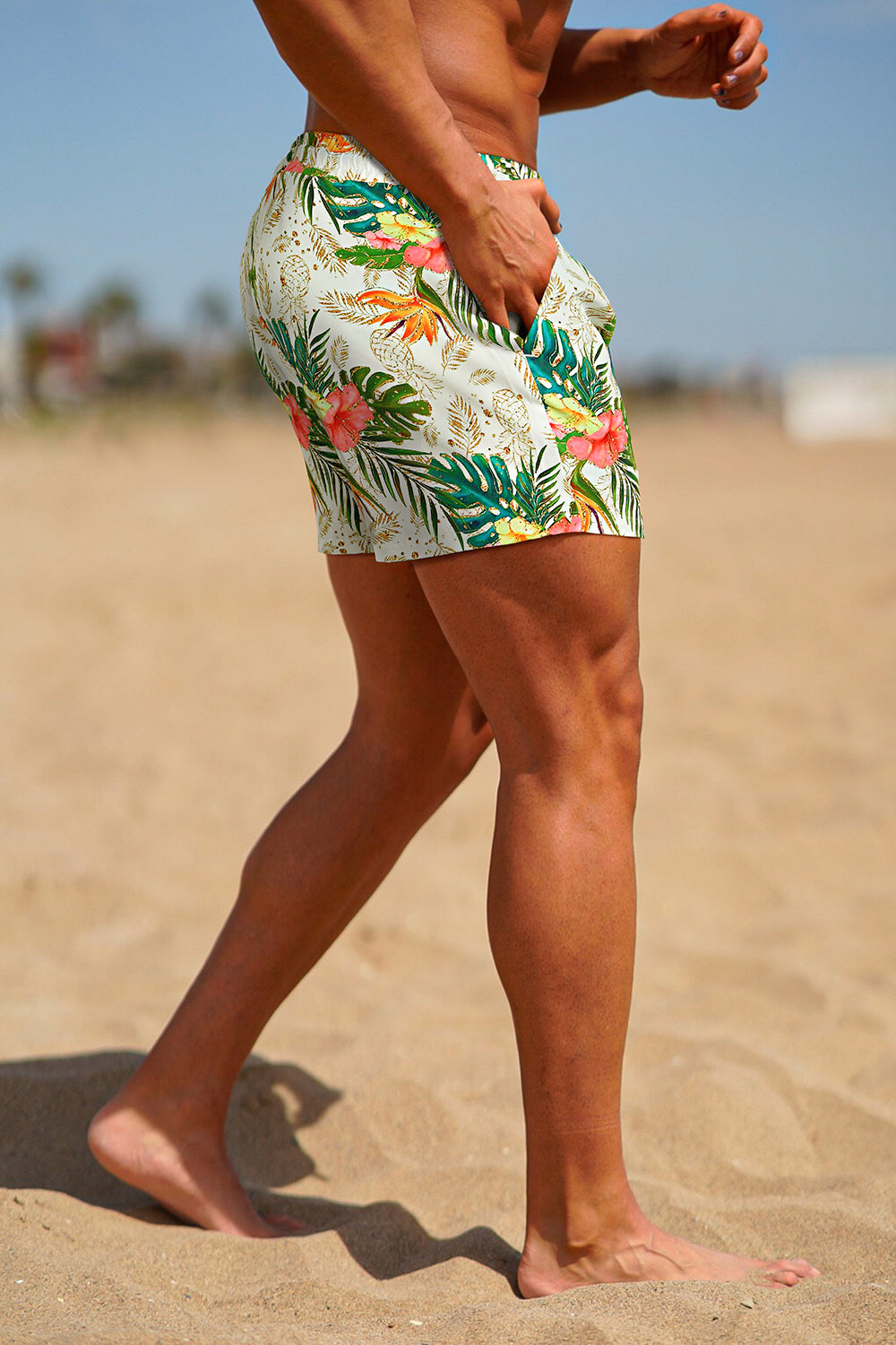 Mens Swim Trunks Beachwear - Printed