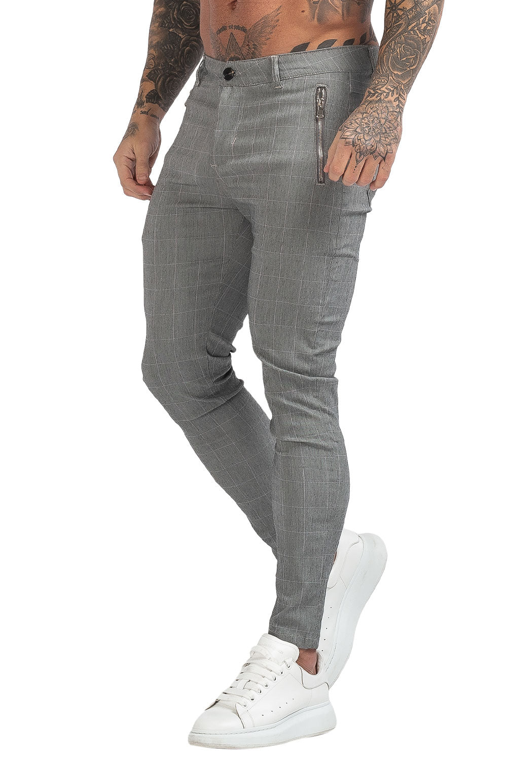 Mens Skinny Lattice Pant -Grey