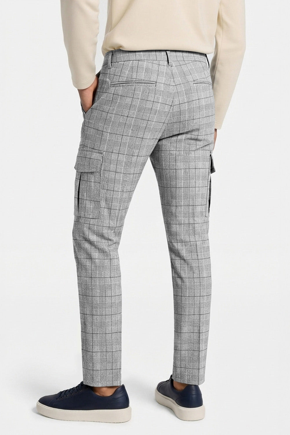 Mens Grey Stretch Skinny Pant - Pocket