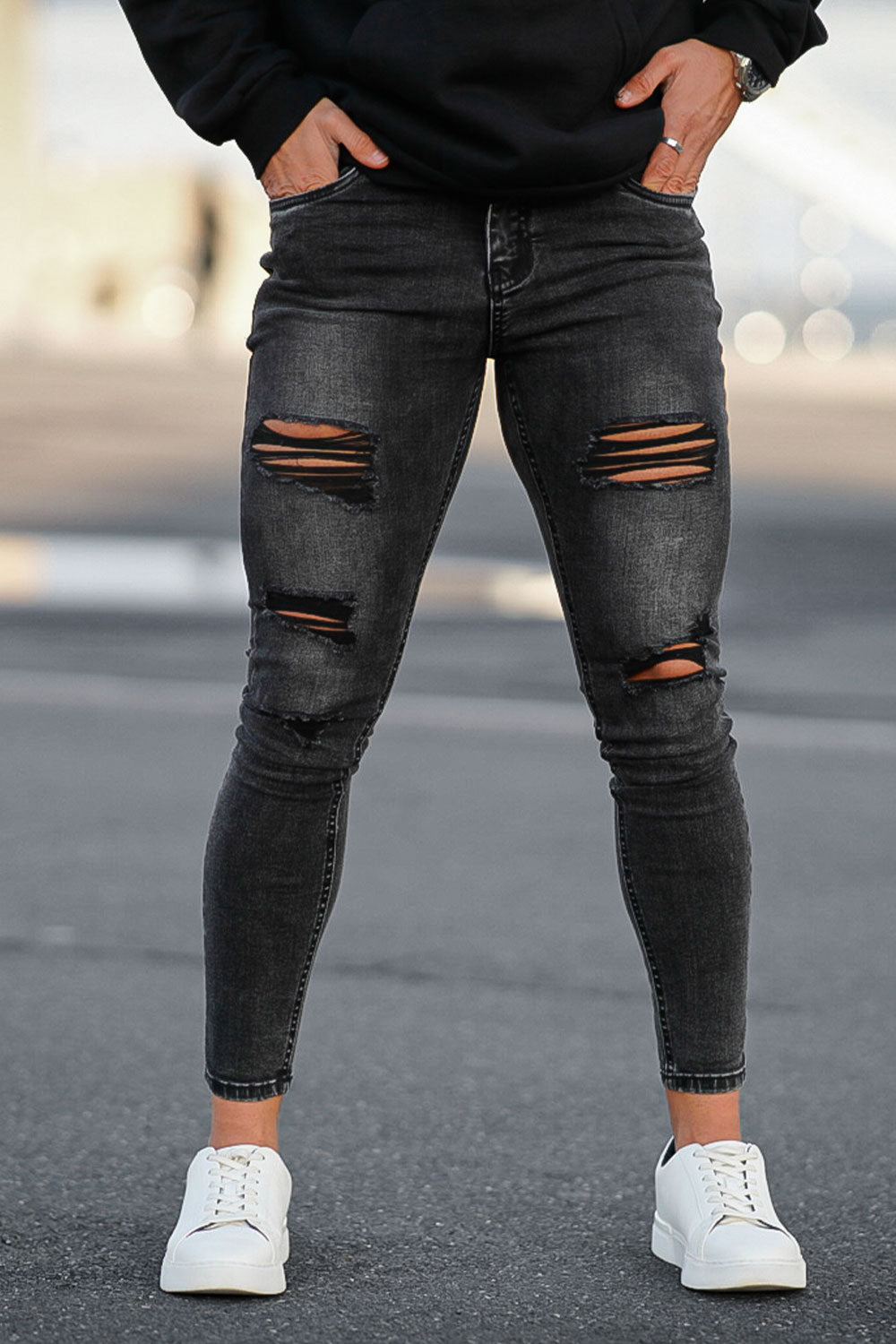 Men's Black Scratch Jean