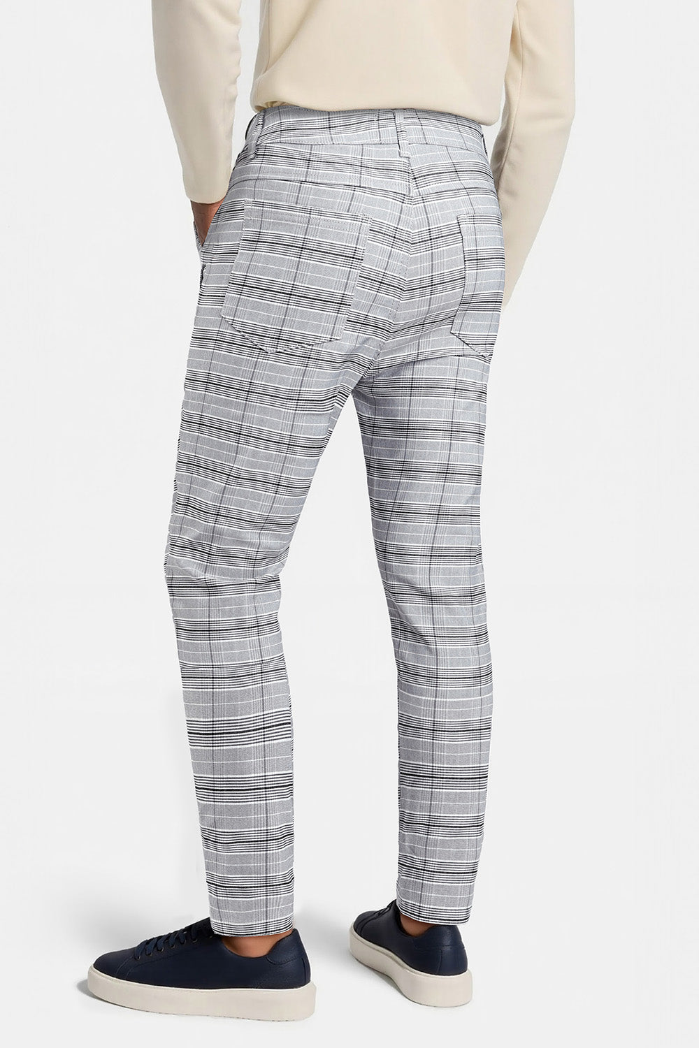 Mens Stretch Skinny Grid Pant - Grey