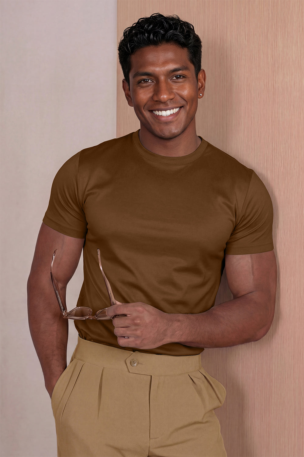 Men's Mercerized Cotton T-Shirt - Coffee