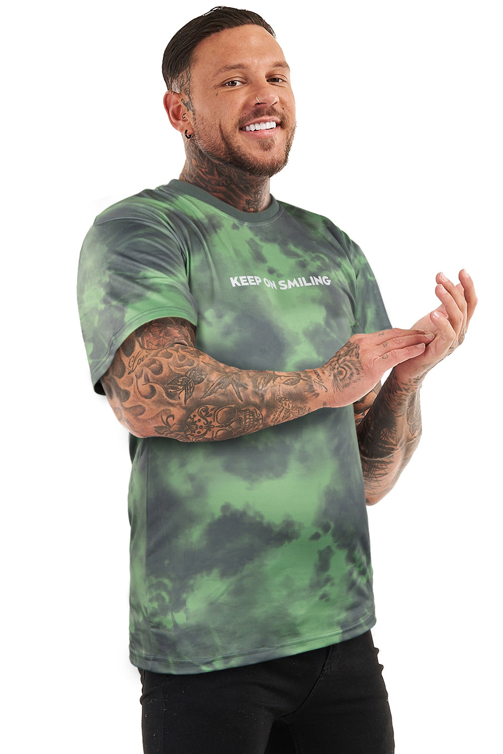 GINGTTO Mens Crew Neck T-shirts-Green