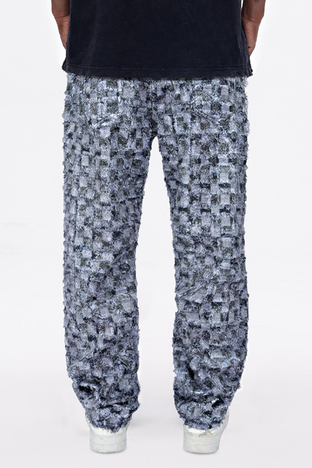 Men's Straight Raw Edge Stitching Jean - Blue