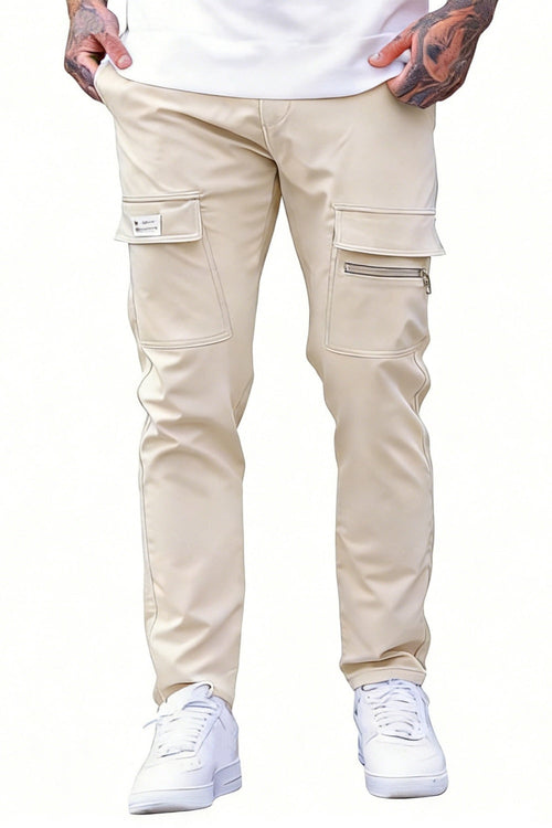 Men Zipper Cargo Pant - Ligjt Khaki