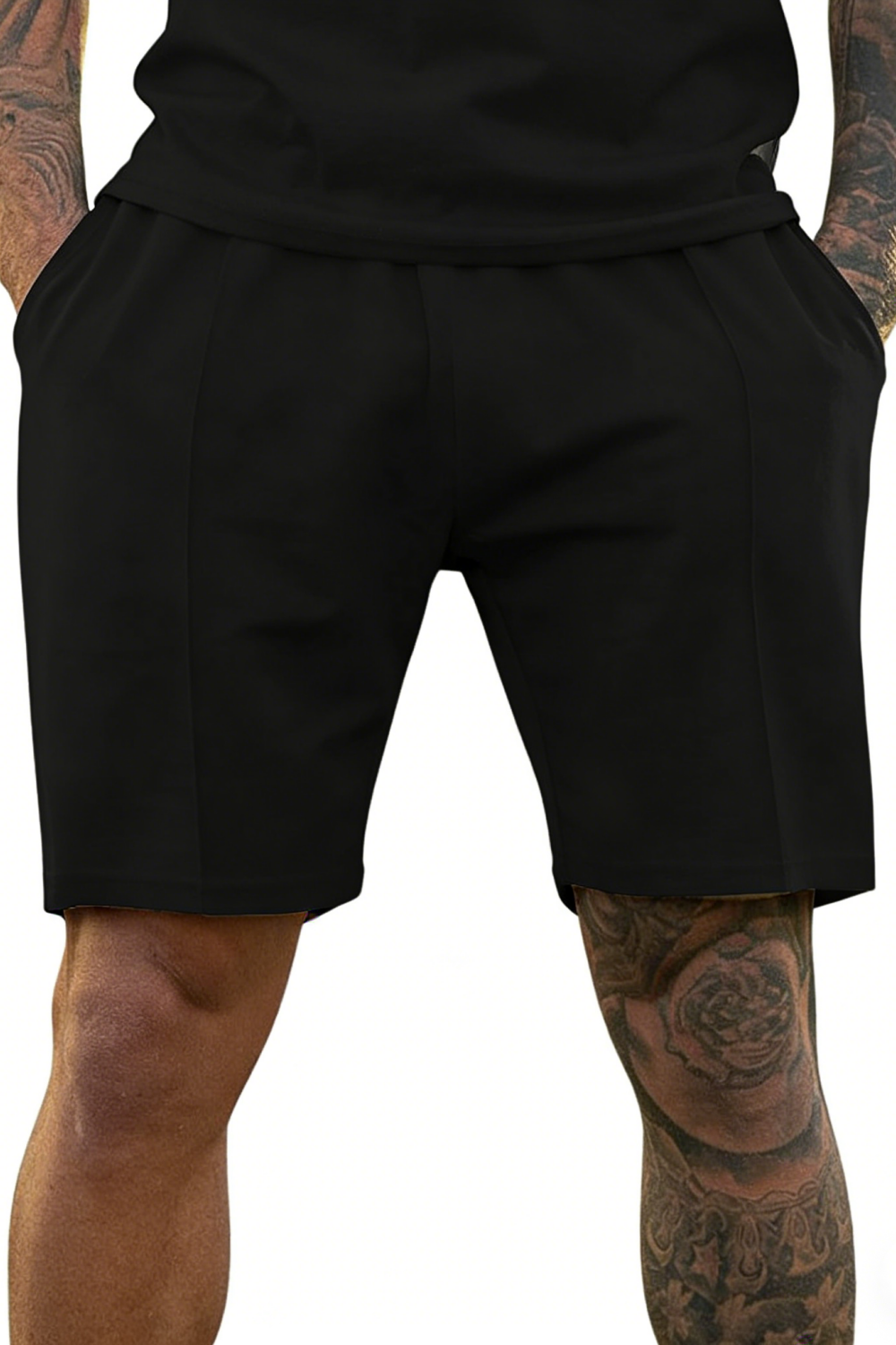 Men's Round Neck Short Sets - Black
