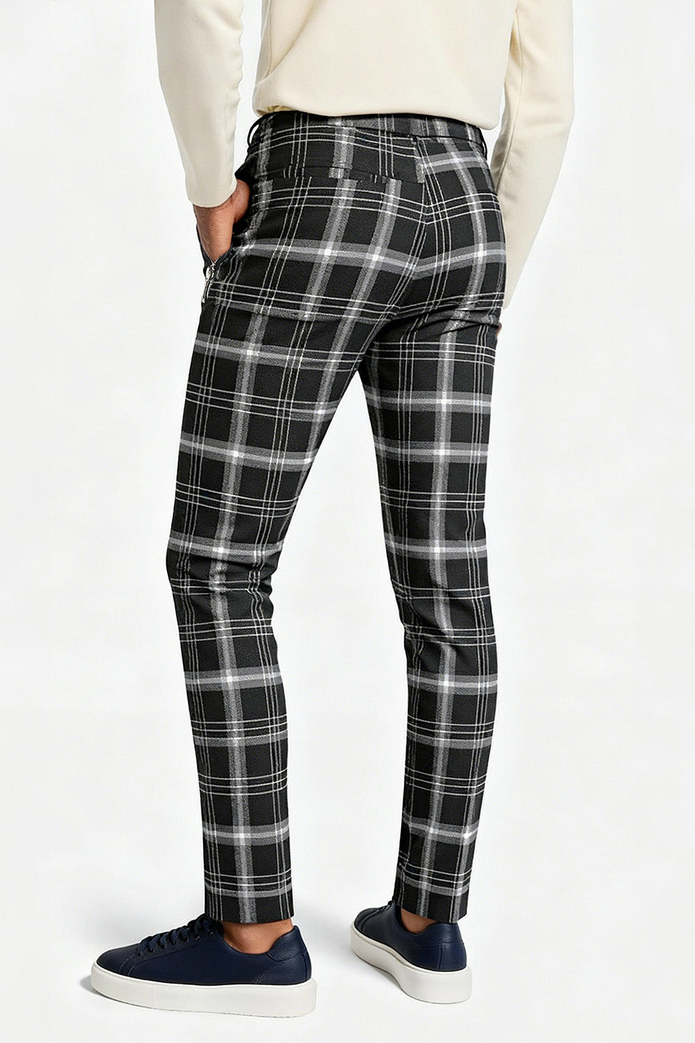 Mens Plaid Skiny Pant - Black & White