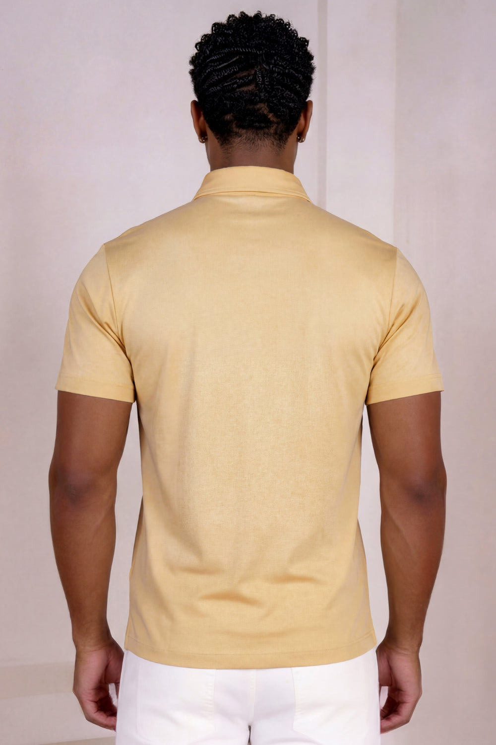 Men's Mercerized Cotton Short-Sleeved Polo Shirt - Light Khaki