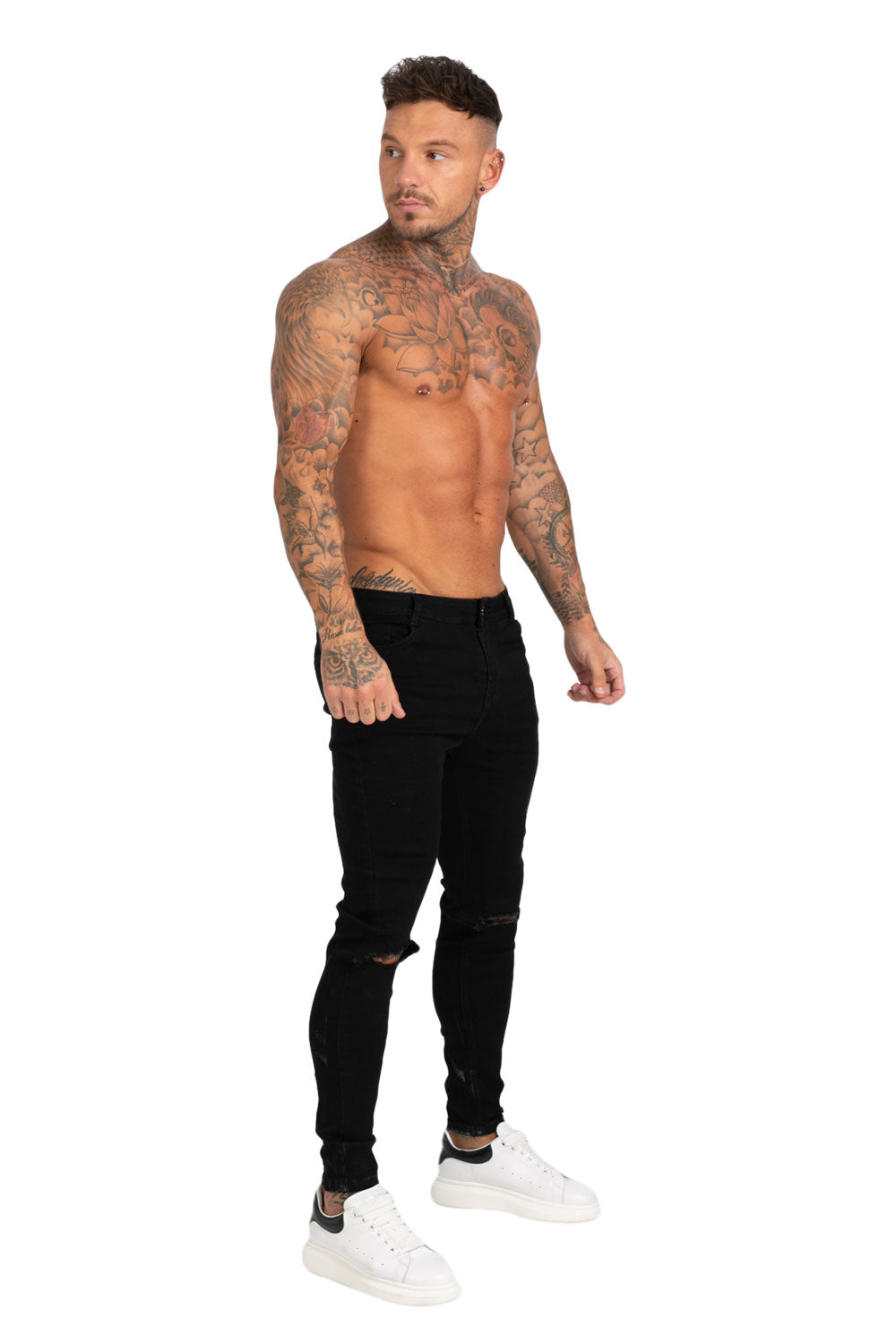 Black Ripped Jean On Knee