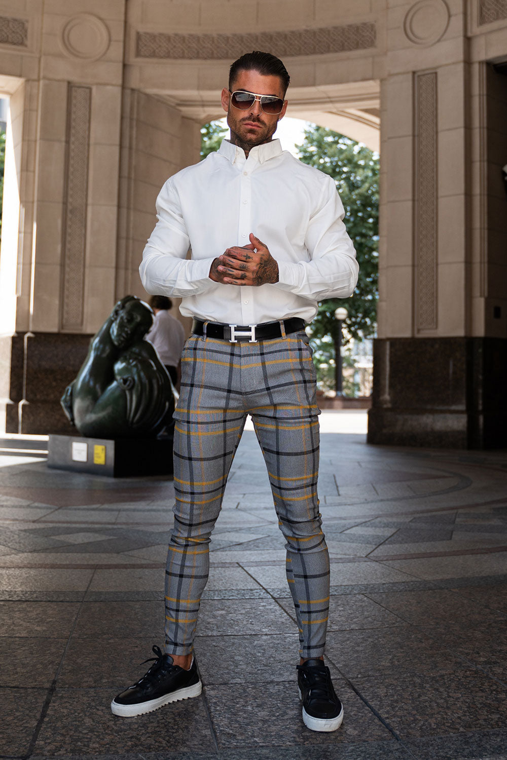 Men's Striped Skinny Pant - Grey