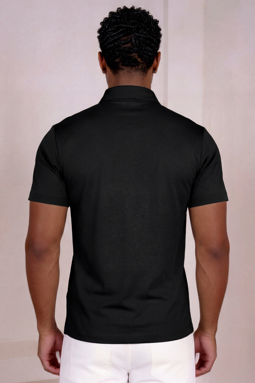 Men's Mercerized Cotton Short-Sleeved Polo Shirt - Black