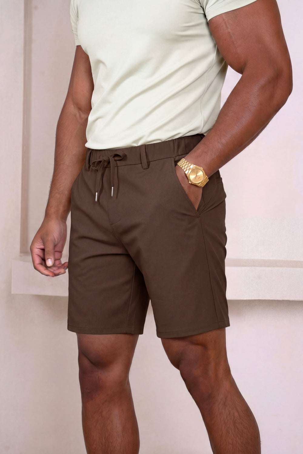 Men's Casual Drawstring Shorts - Brown