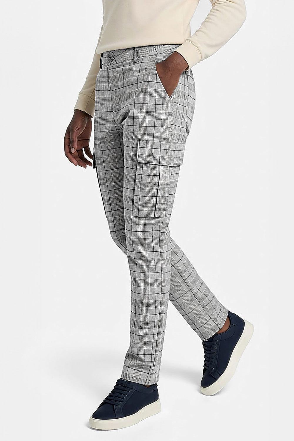 Mens Grey Stretch Skinny Pant - Pocket