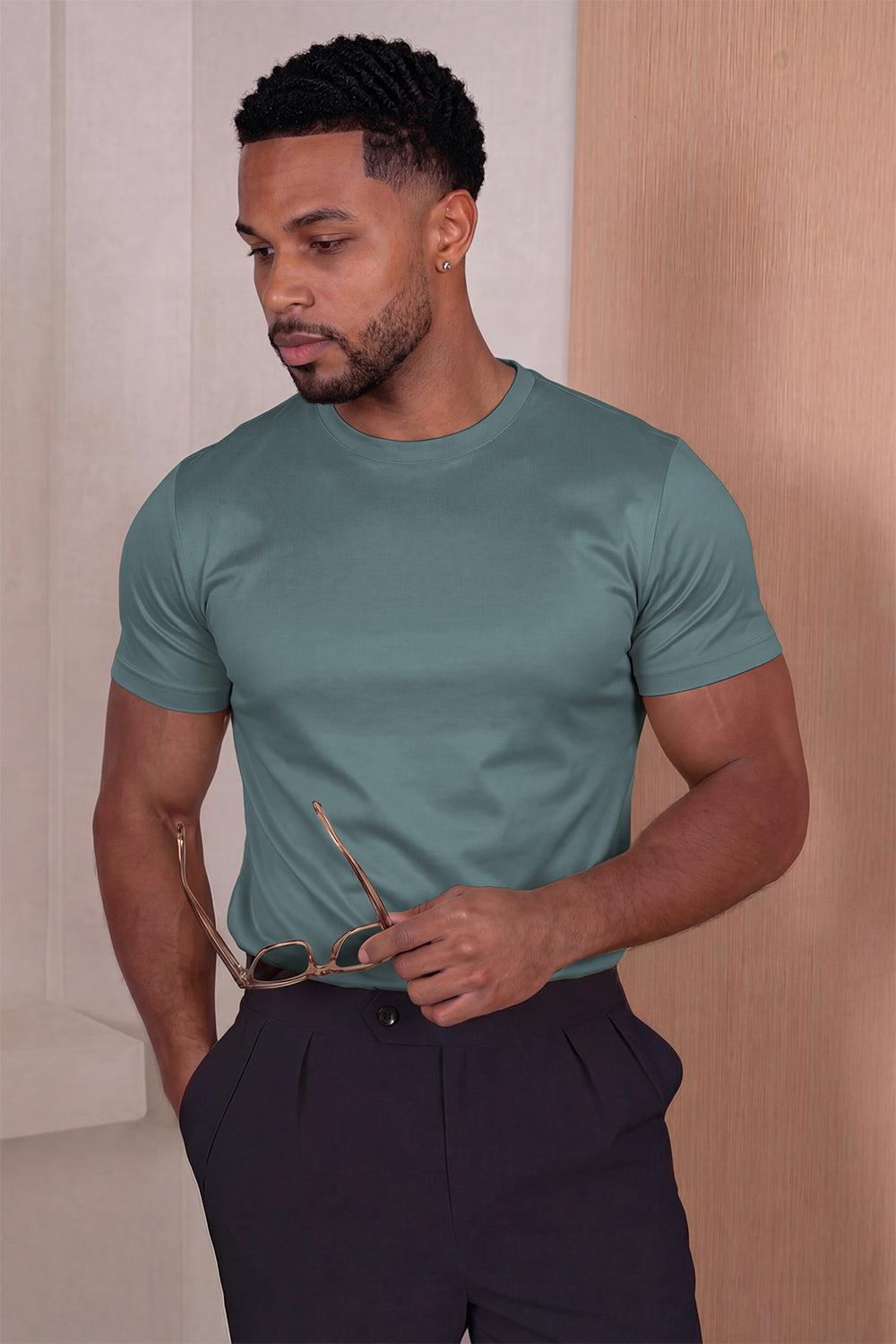 Men's Mercerized Cotton T-Shirt - Teal Green