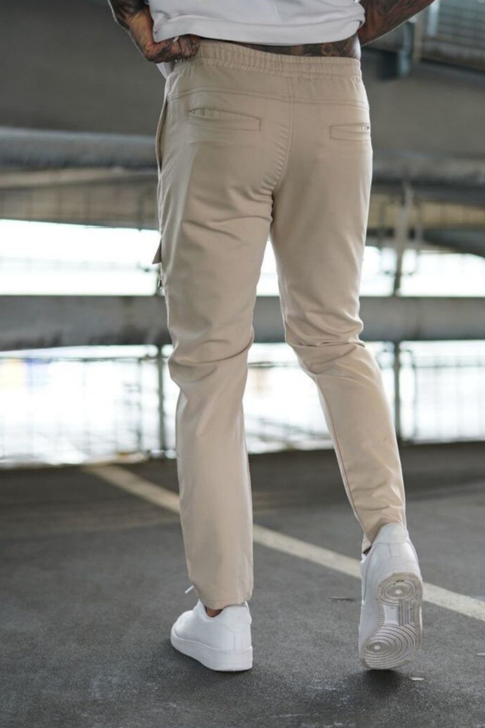 Men Zipper Cargo Pant - Ligjt Khaki