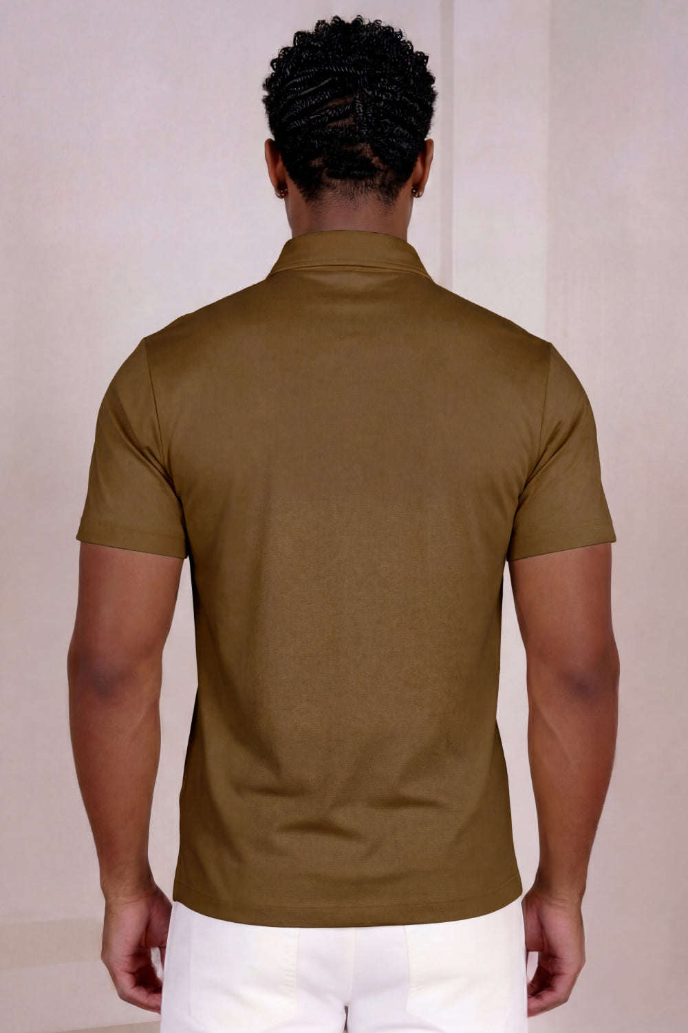 Men's Mercerized Cotton Short-Sleeved Polo Shirt - Brown