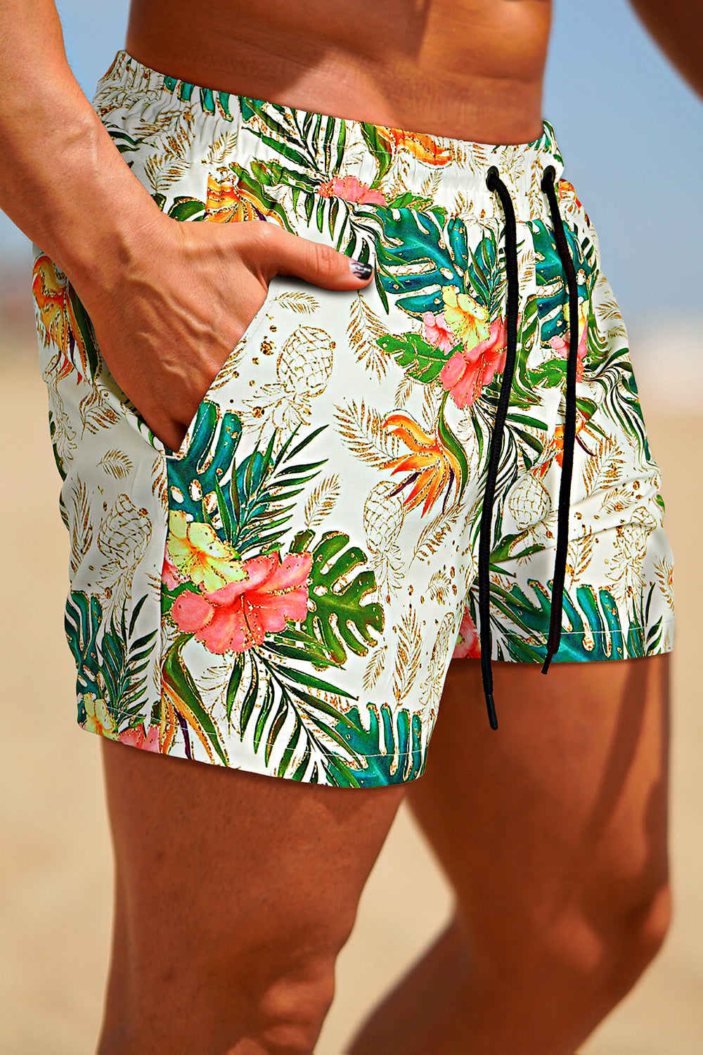 Mens Swim Trunks Beachwear - Printed