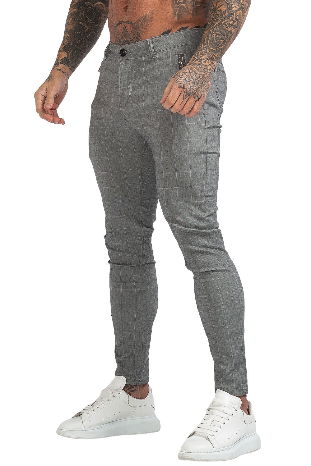 Mens Skinny Lattice Pant -Grey