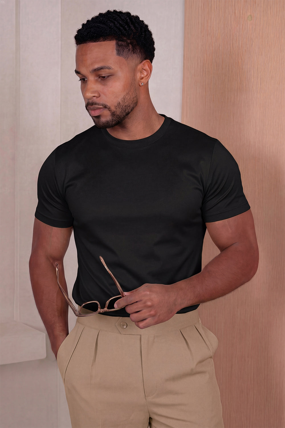 Men's Mercerized Cotton T-Shirt - Black