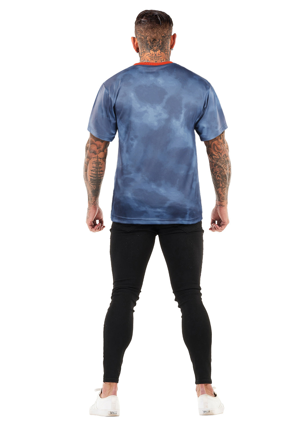GINGTTO Mens Crew Neck T-shirts-Blue