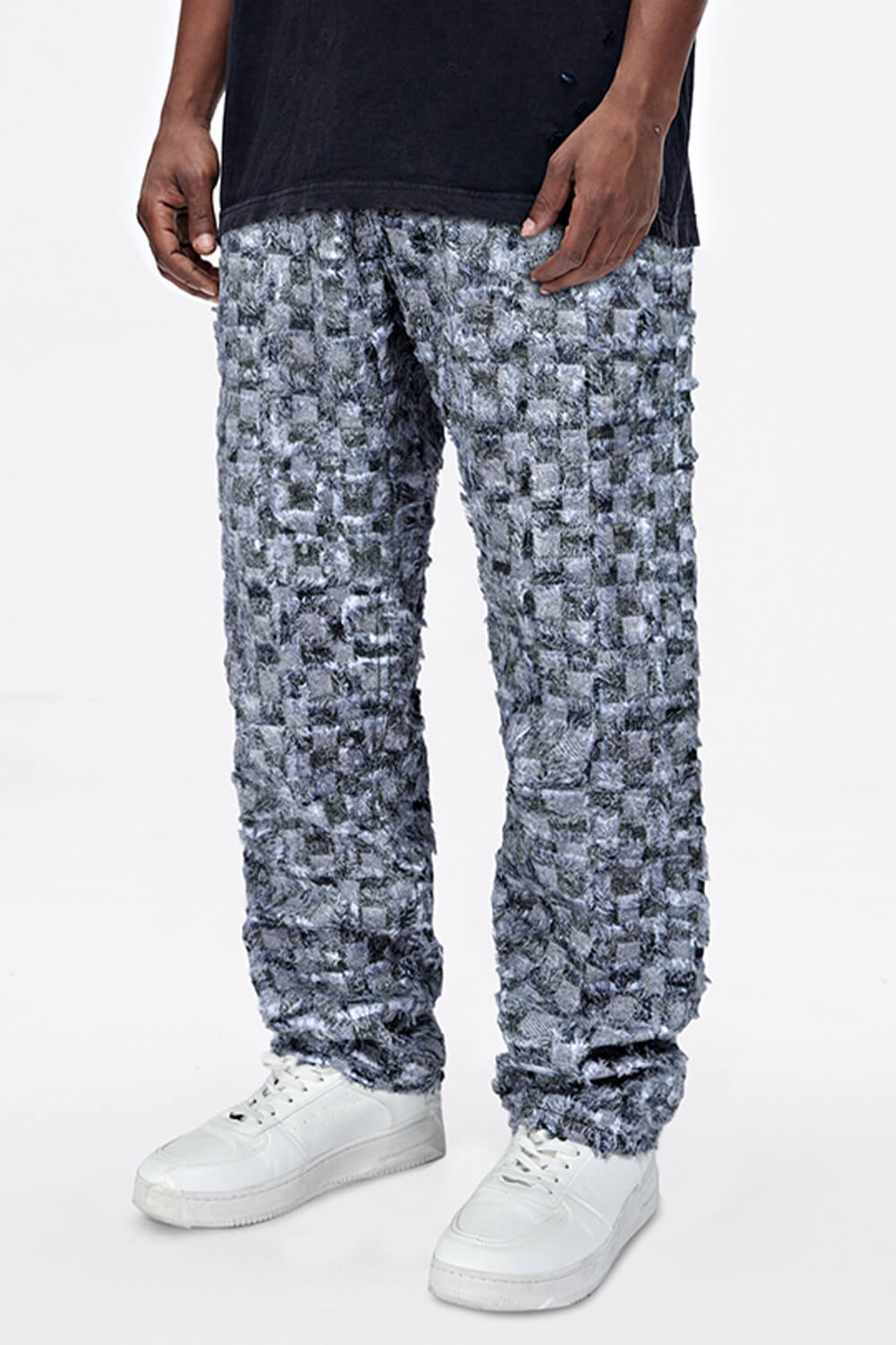 Men's Straight Raw Edge Stitching Jean - Blue