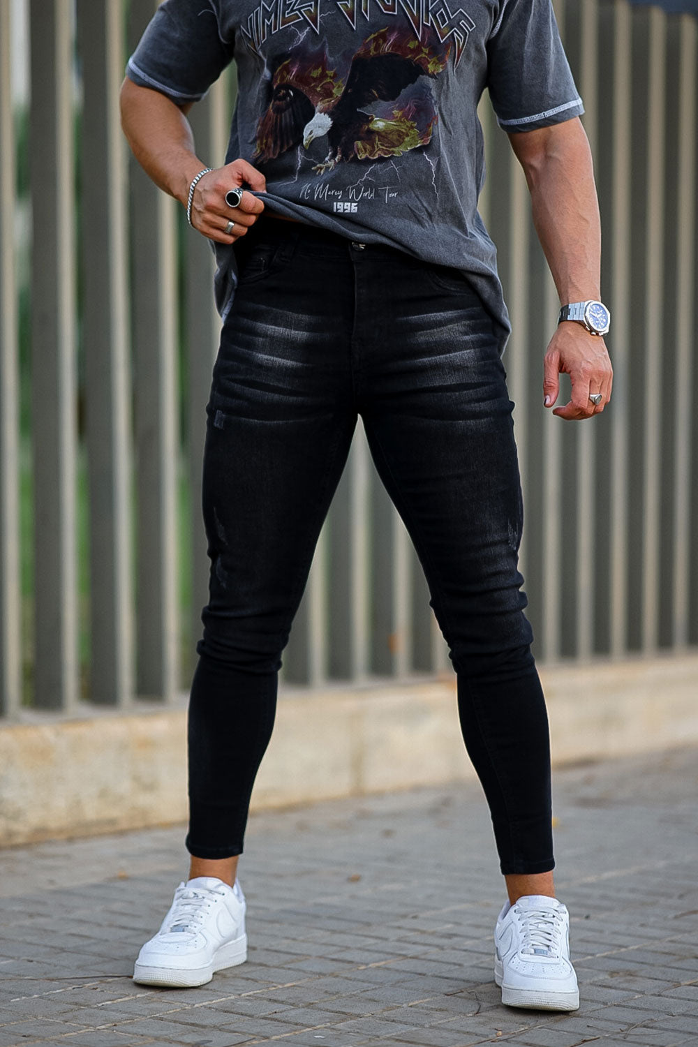 Mens Black Stylish Skinny Jeans Stretch Jeans For Men