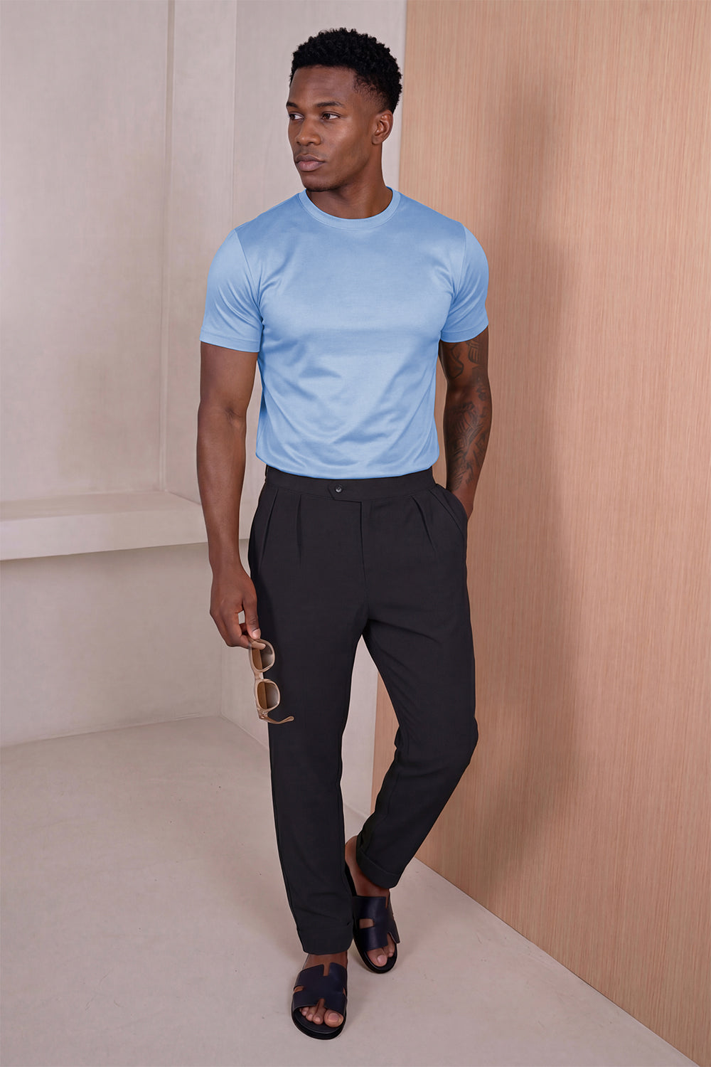 Men's Mercerized Cotton T-Shirt - Light Blue