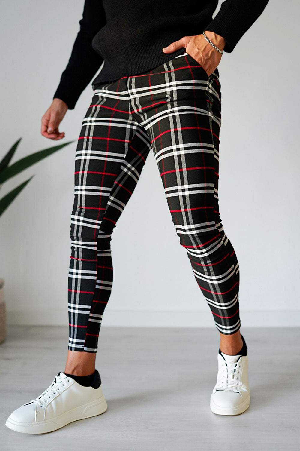 Men's Plaid Pant - Black And Red