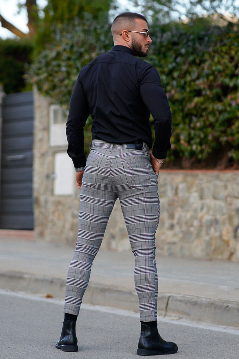 Men's Elastic Skinny Pant - Grey Lattice