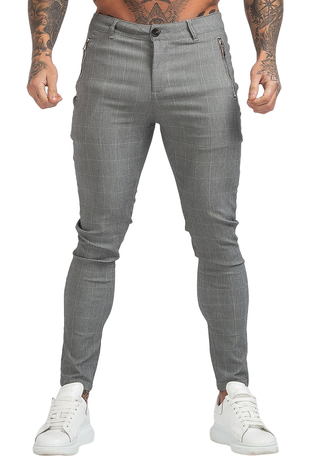 Mens Skinny Lattice Pant -Grey
