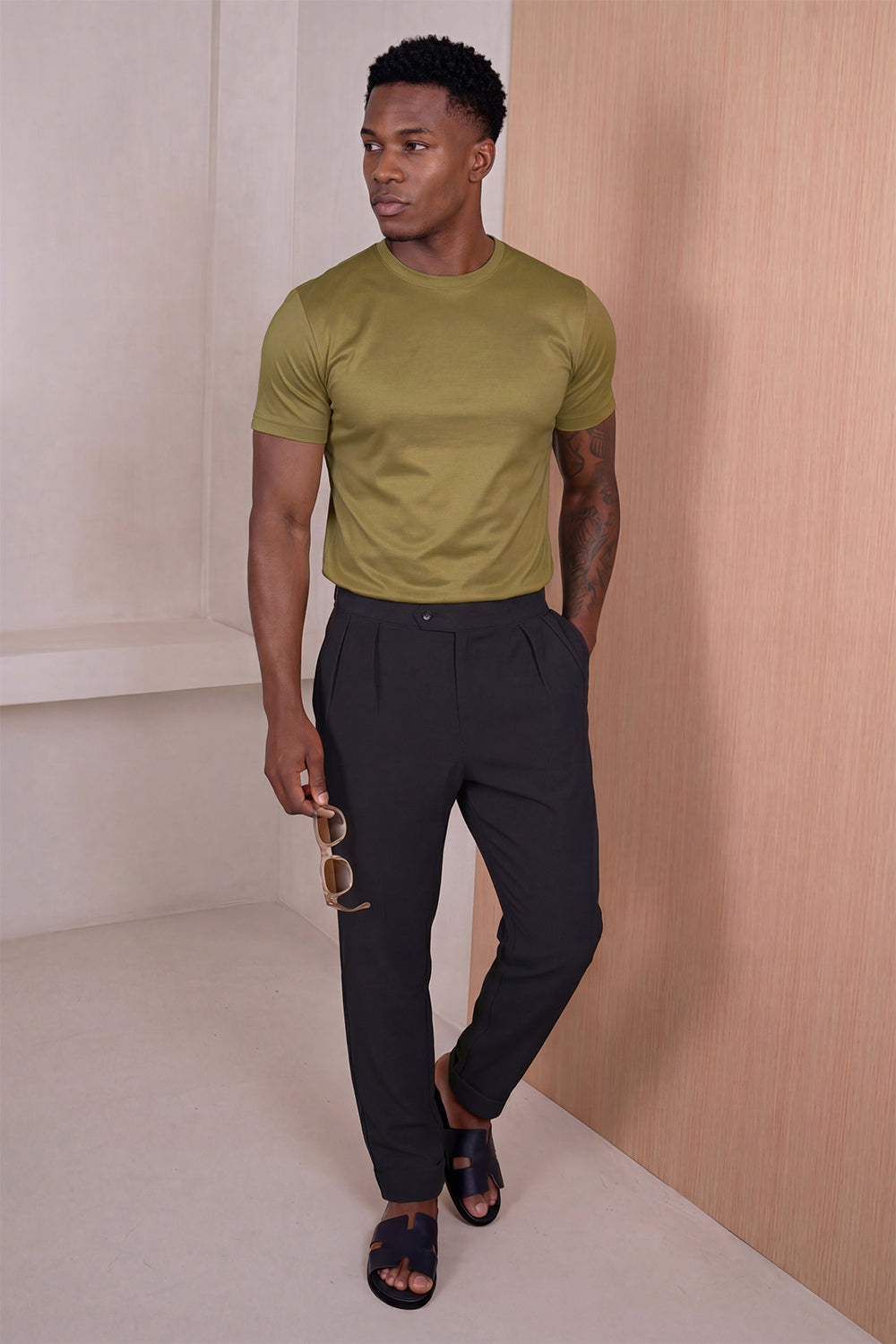 Men's Mercerized Cotton T-Shirt - Olive Green