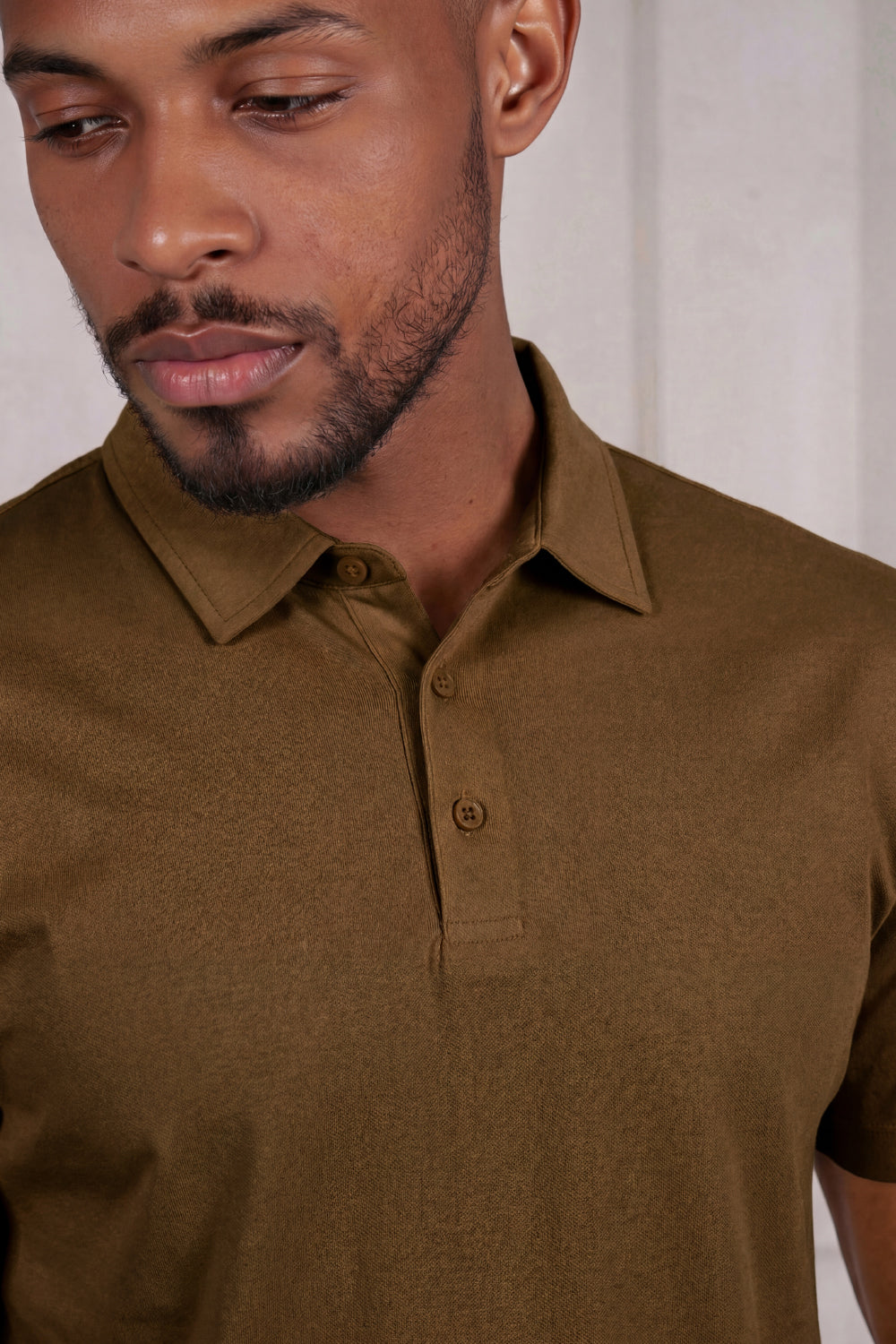 Men's Mercerized Cotton Short-Sleeved Polo Shirt - Brown