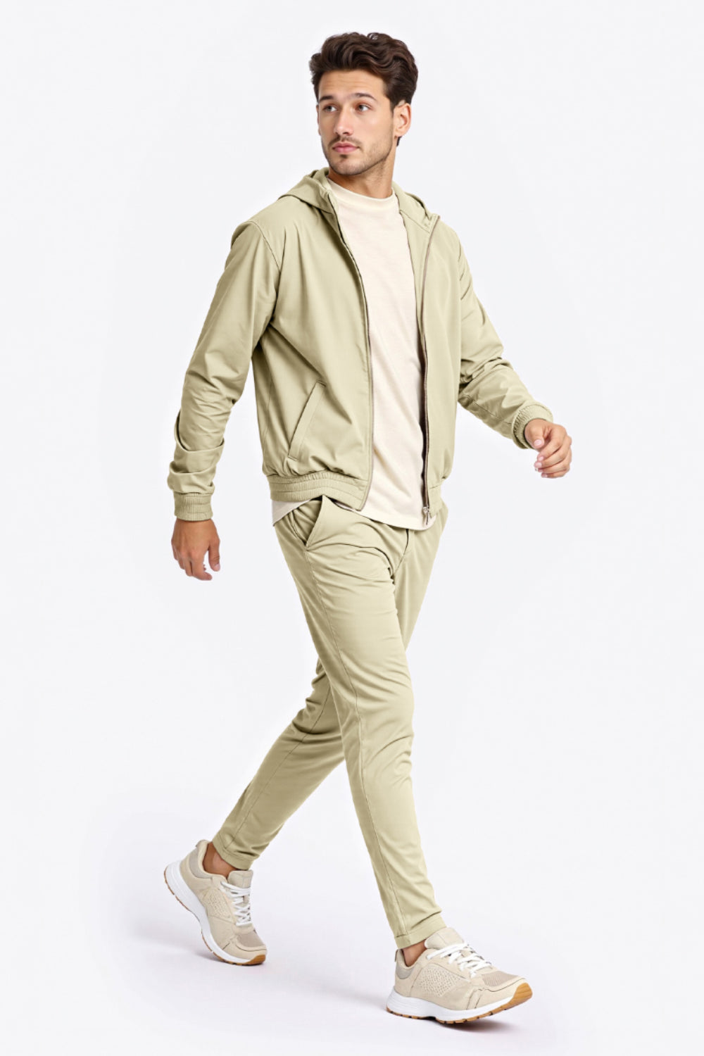 Men's Casual Hoodie Set - Beige
