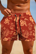 Mens Swim Trunks Beachwear - Rust Red
