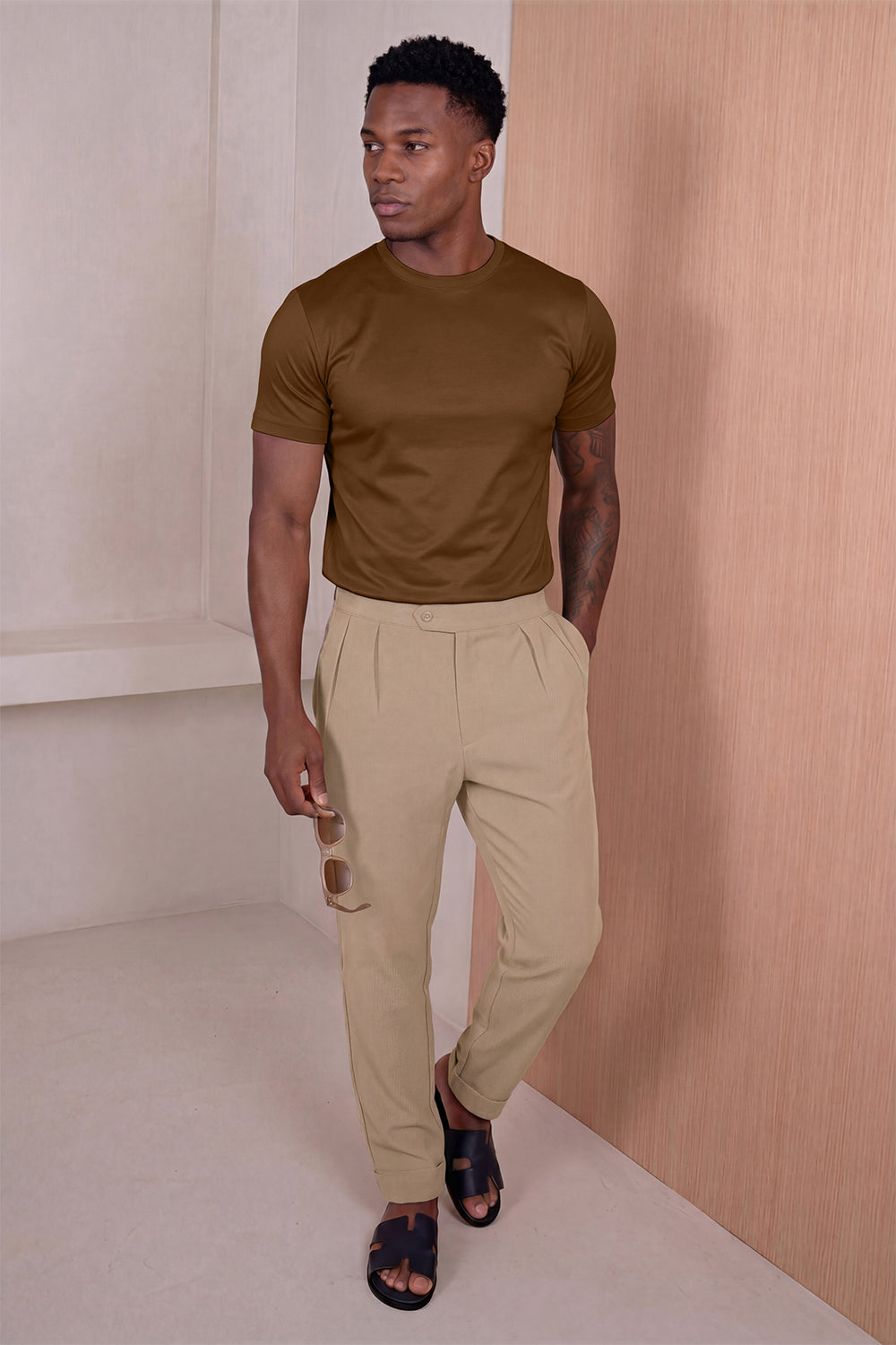 Men's Mercerized Cotton T-Shirt - Coffee