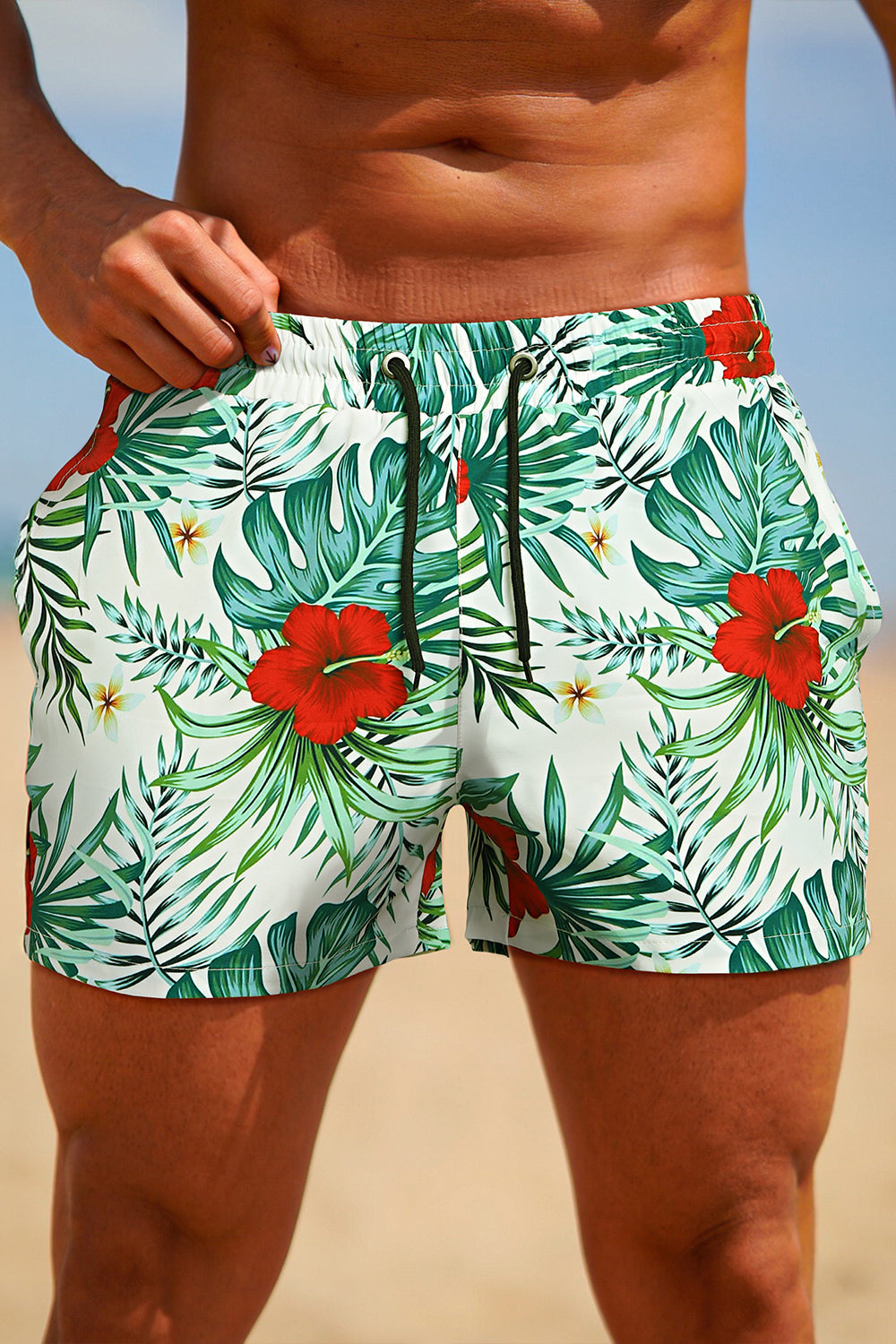Mens Swim Trunks Beachwear - Light Green