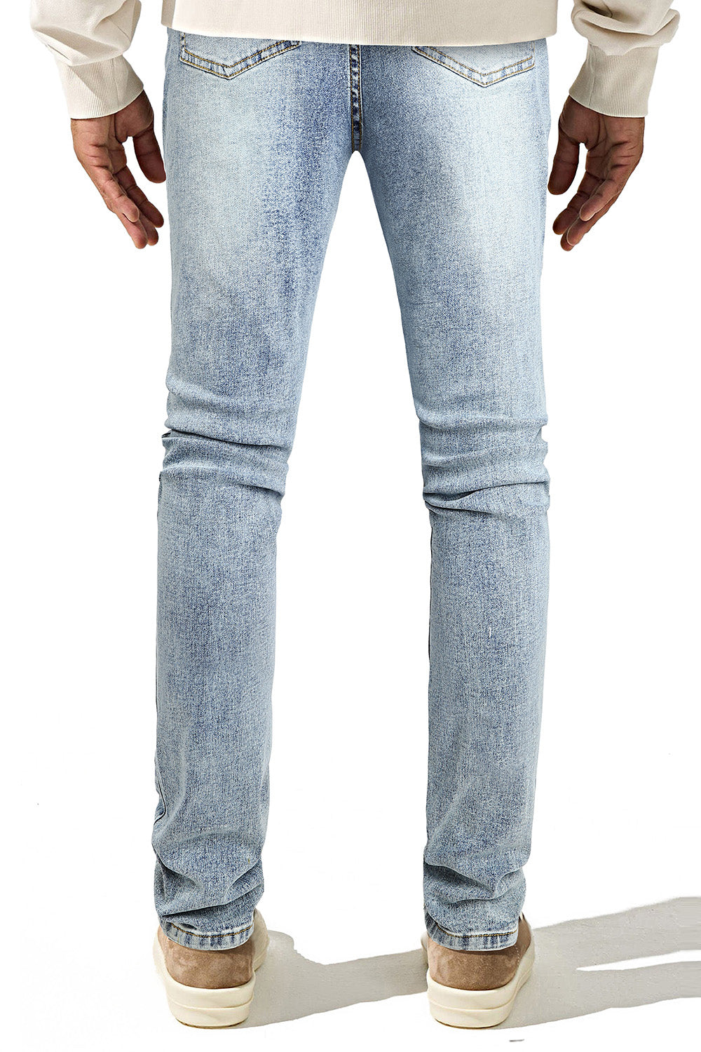 Mens Skinny Denim Blue Jeans - Ripped