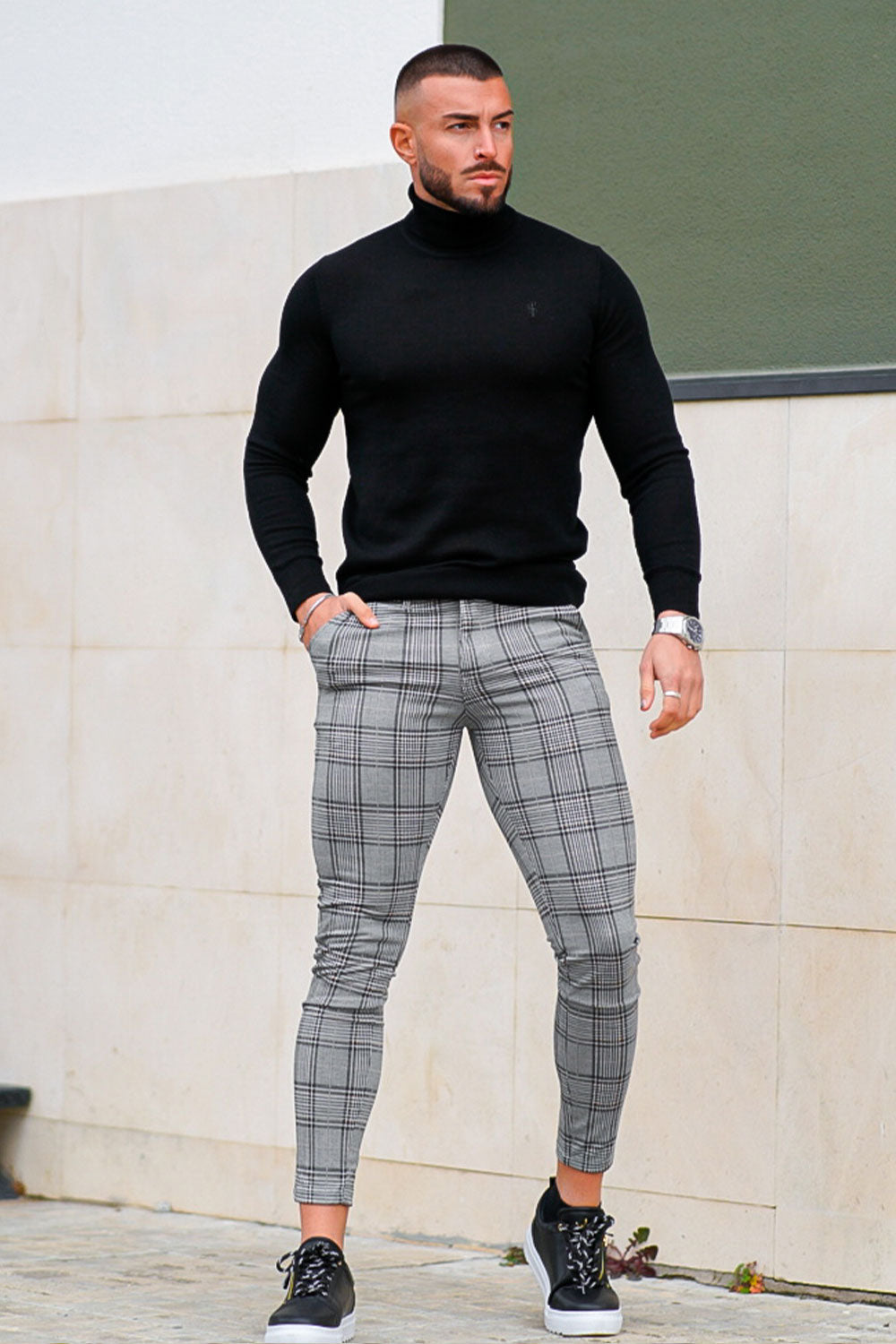 Men's Grey Check Trouser