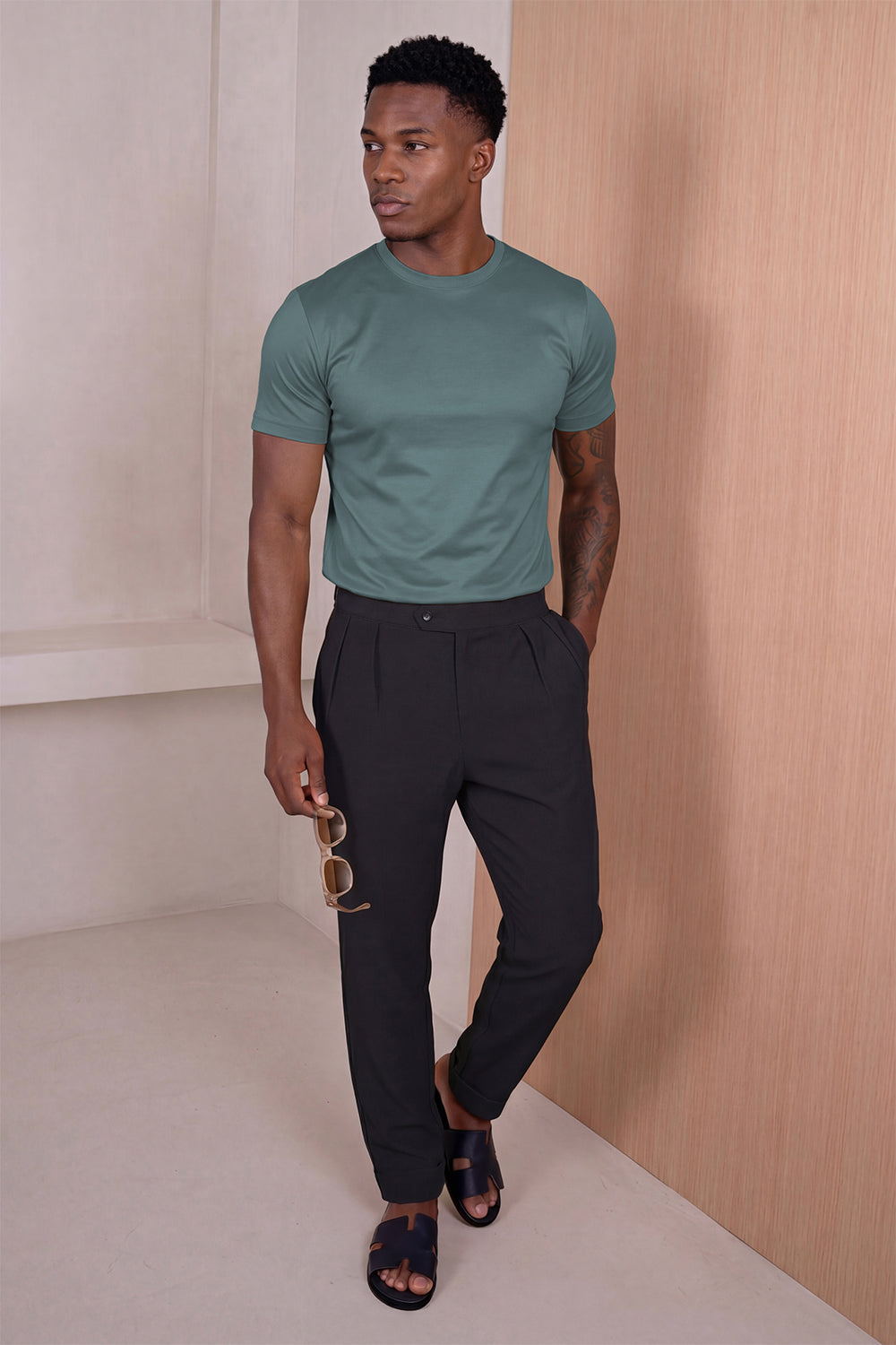 Men's Mercerized Cotton T-Shirt - Teal Green