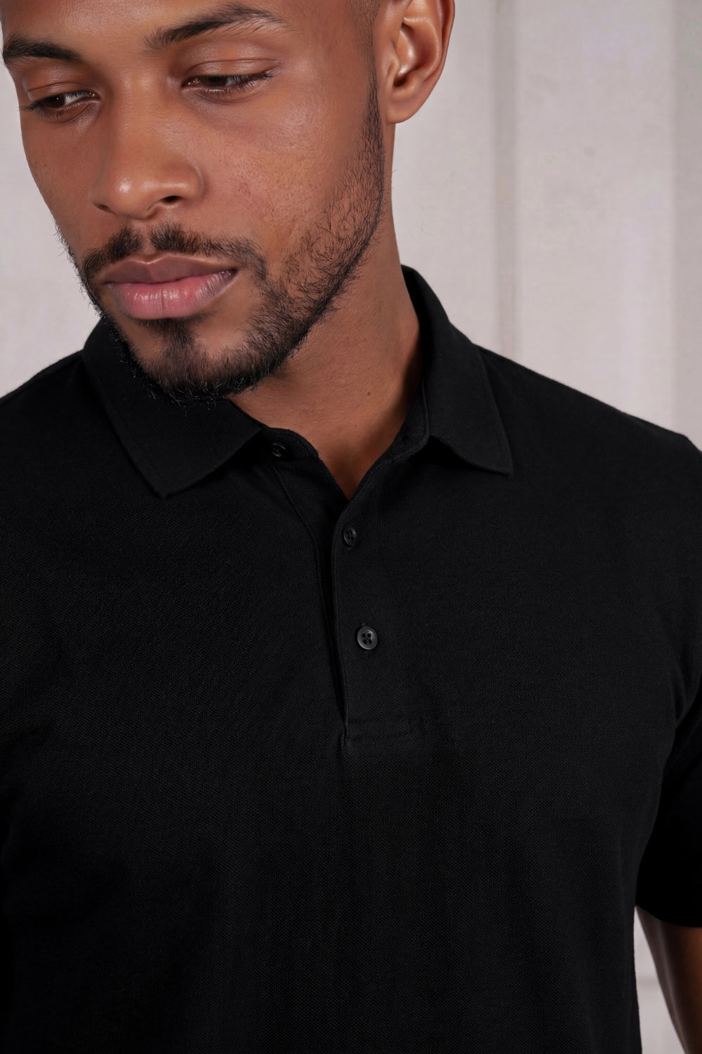 Men's Mercerized Cotton Short-Sleeved Polo Shirt - Black
