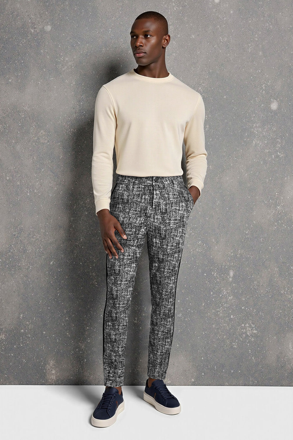 Men's Grey Skinny Pant - Marble Grain