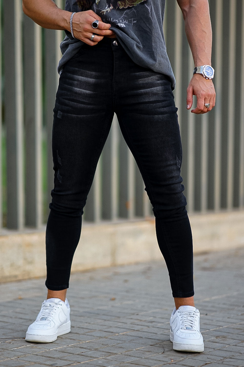 Mens Black Stylish Skinny Jeans Stretch Jeans For Men