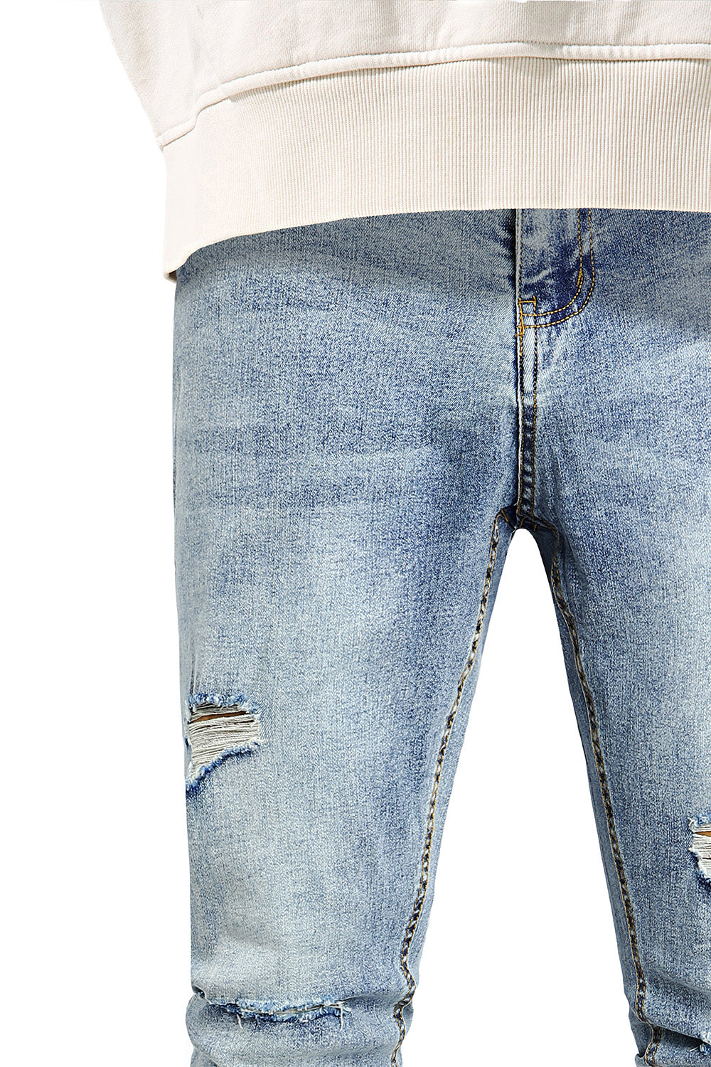 Mens Skinny Denim Blue Jeans - Ripped