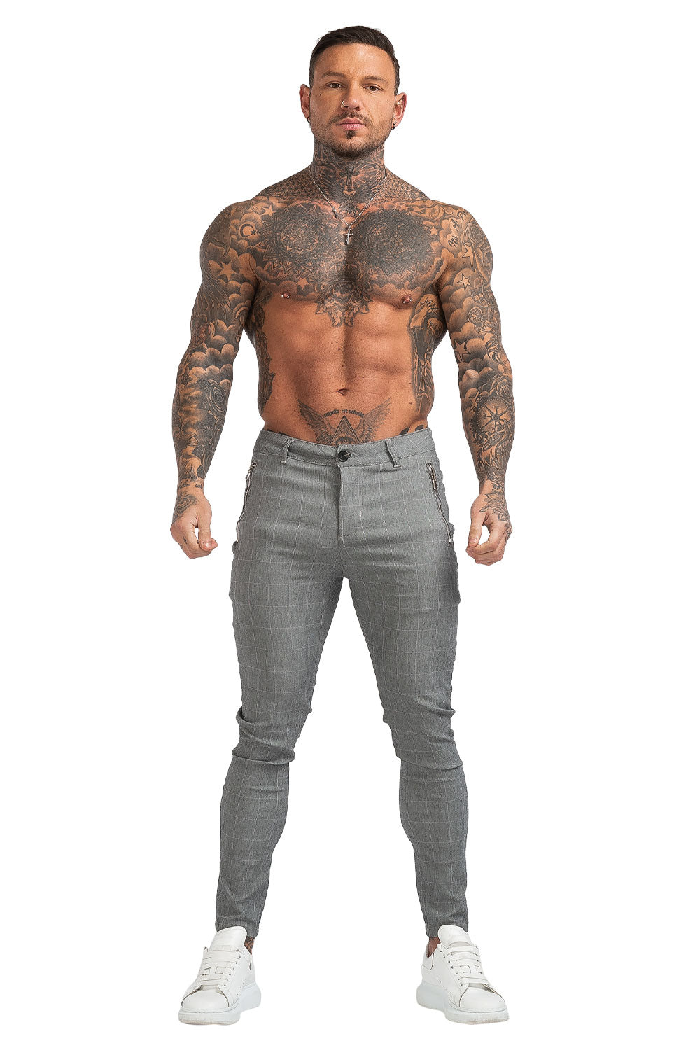 Mens Skinny Lattice Pant -Grey