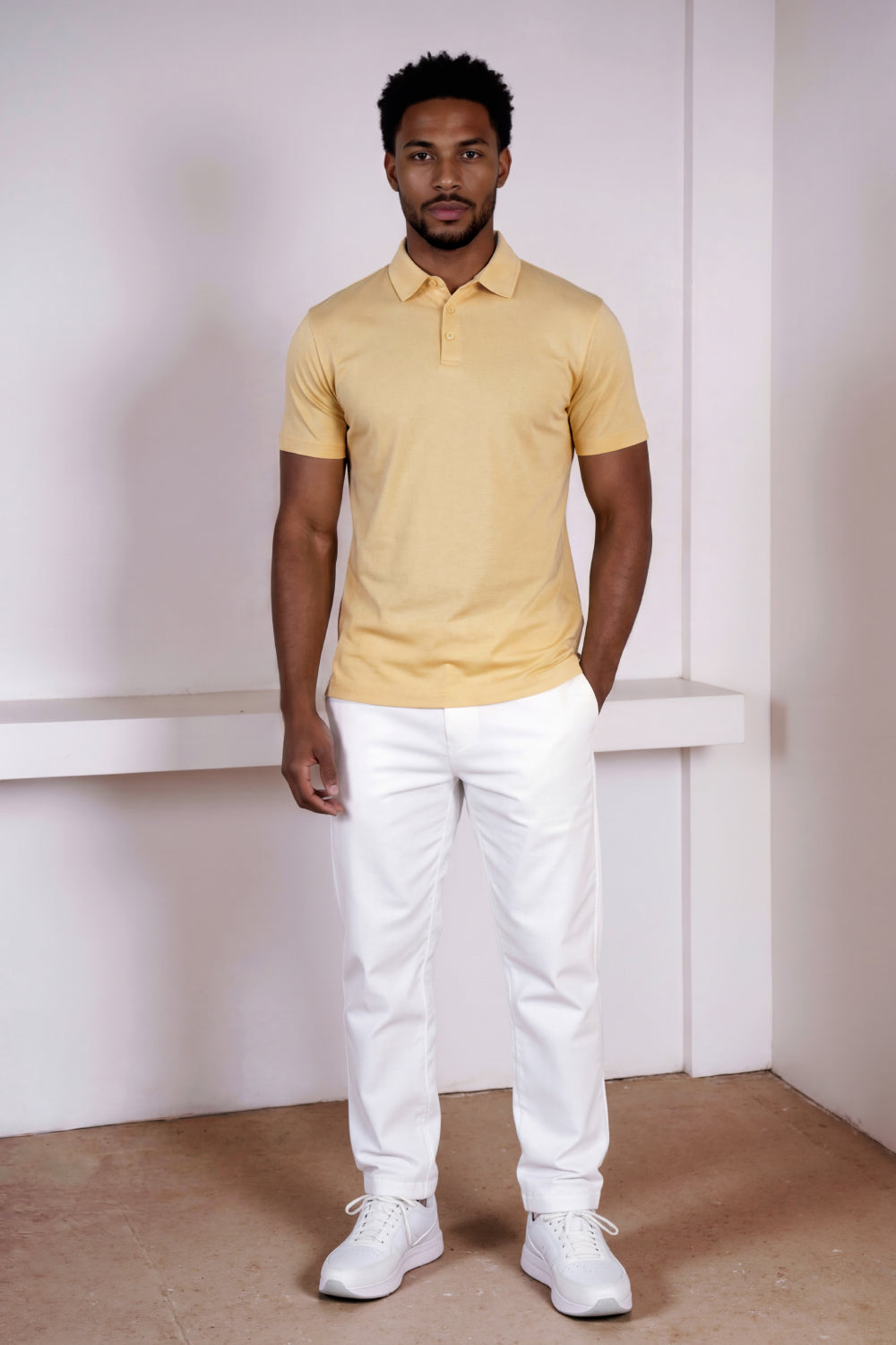 Men's Mercerized Cotton Short-Sleeved Polo Shirt - Light Khaki