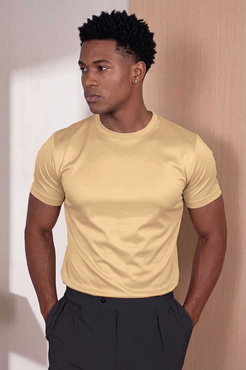 Men's Mercerized Cotton T-Shirt - Light Khaki